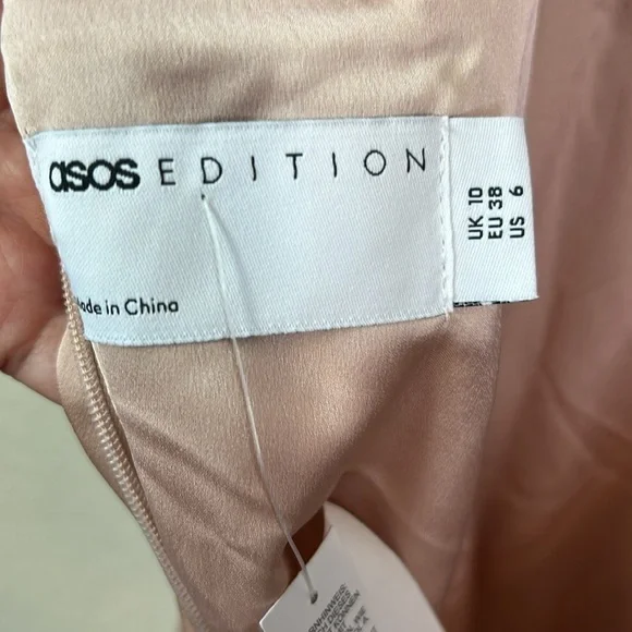 ASOS Edition Satin V Neck Sleeveless Bridesmaid Maxi Dress Size 6 - Picture 9 of 10